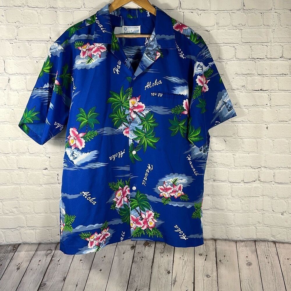 Surfside Sportswear Waikiki Hawaiian silk Camp Shirt Short‎ Sleeve Button XL